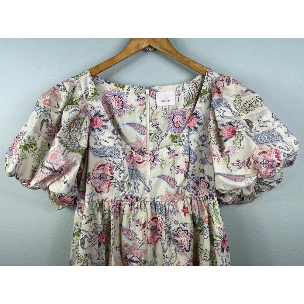 Cinq à Sept‎ Size 8 Dress Ethel Paisley Puff Sleeve Babydoll Feminine Dainty